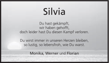 Traueranzeige von Silvia Gatter von Schwäbische Post