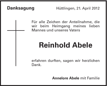 Traueranzeige von Annelore Abele von Schwäbische Post