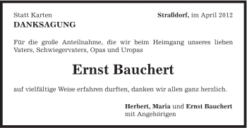 Traueranzeige von Ernst Bauchert von Gmünder Tagespost