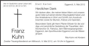 Traueranzeige von Franz Kuhn von Schwäbische Post