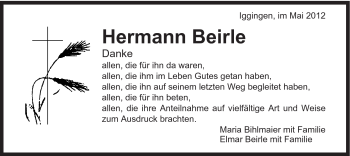 Traueranzeige von Hermann Beirle von Gmünder Tagespost