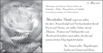Traueranzeige von Bernd Scheerer von Gmünder Tagespost