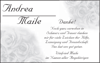 Traueranzeige von Andrea Maile von Schwäbische Post