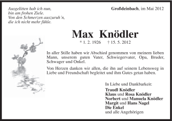 Traueranzeige von Max Knödler von Gmünder Tagespost