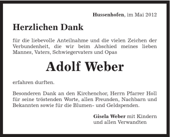 Traueranzeige von Adolf Weber von Gmünder Tagespost