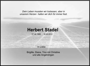 Traueranzeige von Herbert Stadel von Gmünder Tagespost