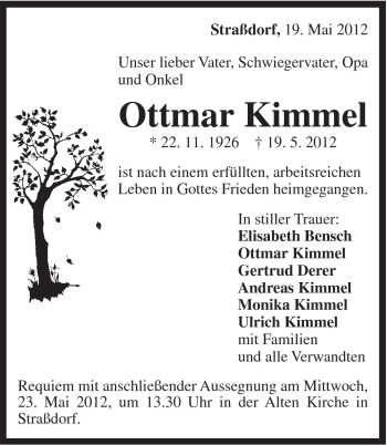 Traueranzeige von Ottmar Kimmel von Gmünder Tagespost