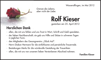 Traueranzeige von Rolf Kieser von Schwäbische Post