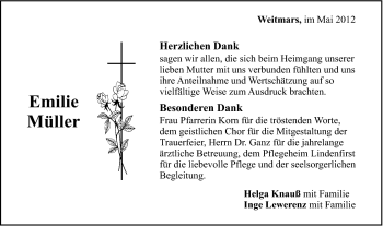 Traueranzeige von Emilie Müller von Gmünder Tagespost
