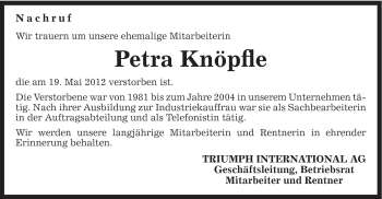 Traueranzeige von Petra Knöpfle von Gmünder Tagespost