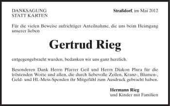 Traueranzeige von Gertrud Rieg von Gmünder Tagespost