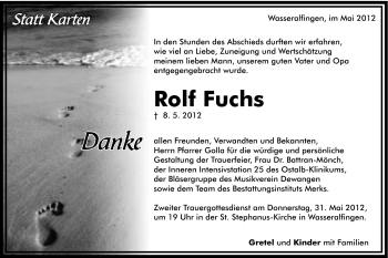 Traueranzeige von Rolf Fuchs von Schwäbische Post