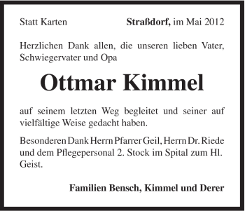 Traueranzeige von Ottmar Kimmel von Gmünder Tagespost
