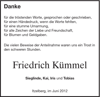 Traueranzeige von Friedrich Kümmel von Schwäbische Post