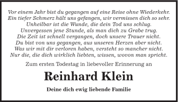 Traueranzeige von Reinhard Klein von Gmünder Tagespost