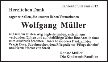 Traueranzeige von Wolfgang Müller von Gmünder Tagespost