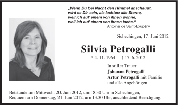 Traueranzeige von Silvia Petrogalli von Gmünder Tagespost
