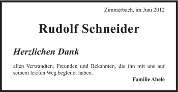 Traueranzeige von Rudolf Schneider von Gmünder Tagespost