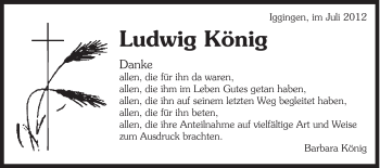 Traueranzeige von Ludwig König von Gmünder Tagespost
