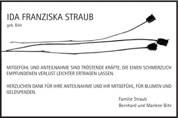 Traueranzeige von Franziska Straub von Schwäbische Post