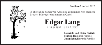 Traueranzeige von Edgar Lang von Gmünder Tagespost