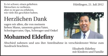 Traueranzeige von Mohamed Eldefiny von Schwäbische Post