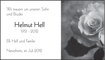 Traueranzeige von Helmut Hell von Schwäbische Post