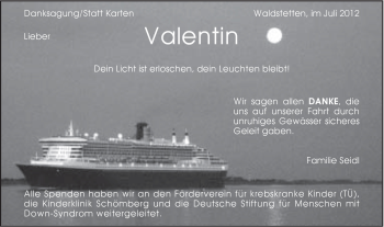 Traueranzeige von Valentin Seidl von Gmünder Tagespost