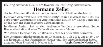 Traueranzeige von Hermann Zeller von Schwäbische Post