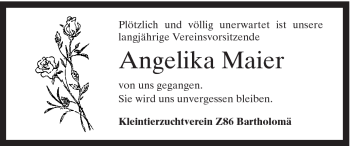 Traueranzeige von Angelika Maier von Gmünder Tagespost