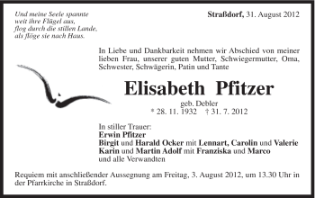 Traueranzeige von Elisabeth Pfitzer von Gmünder Tagespost