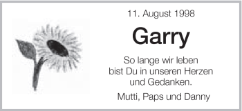 Traueranzeige von Garry Dörr von Schwäbische Post