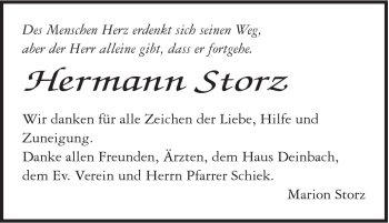 Traueranzeige von Hermann Storz von Gmünder Tagespost