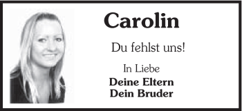 Traueranzeige von Carolin Förstner von Schwäbische Post