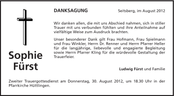 Traueranzeige von Sophie Fürst von Schwäbische Post
