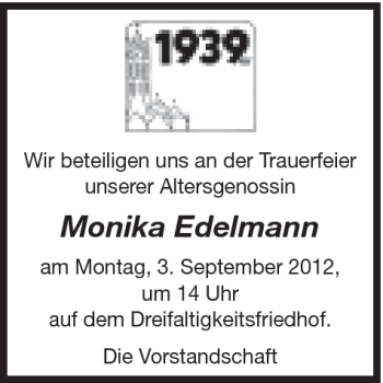 Traueranzeige von Monika Edelmann von Gmünder Tagespost