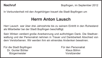 Traueranzeige von Anton Lausch von 082