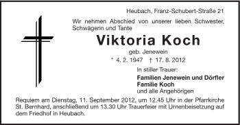 Traueranzeige von Viktoria Koch von Gmünder Tagespost