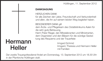 Traueranzeige von Hermann Heller von Schwäbische Post