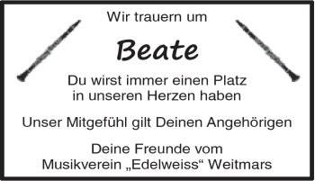 Traueranzeige von Beate Barth von Gmünder Tagespost