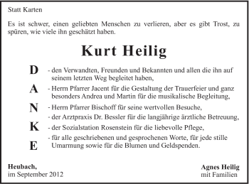 Traueranzeige von Kurt Heilig von Gmünder Tagespost
