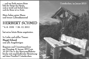 Traueranzeige von Herbert Schmid von Schwäbische Post