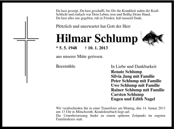 Traueranzeige von Hilmar Schlump von Schwäbische Post
