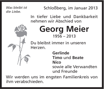 Traueranzeige von Georg Meier von Schwäbische Post