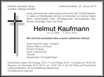 Traueranzeige von Helmut Kaufmann von Schwäbische Post