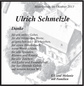 Traueranzeige von Ulrich Schmelzle von Gmünder Tagespost