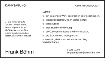 Traueranzeige von Frank Böhm von Schwäbische Post