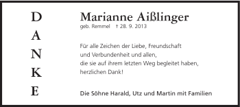 Traueranzeige von Marianne Aißlinger von Schwäbische Post