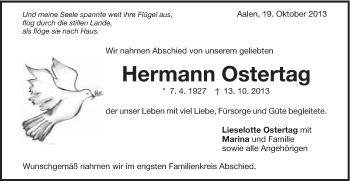 Traueranzeige von Hermann Ostertag von Schwäbische Post