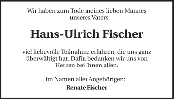 Traueranzeige von Hans-Ulrich Fischer von Schwäbische Post